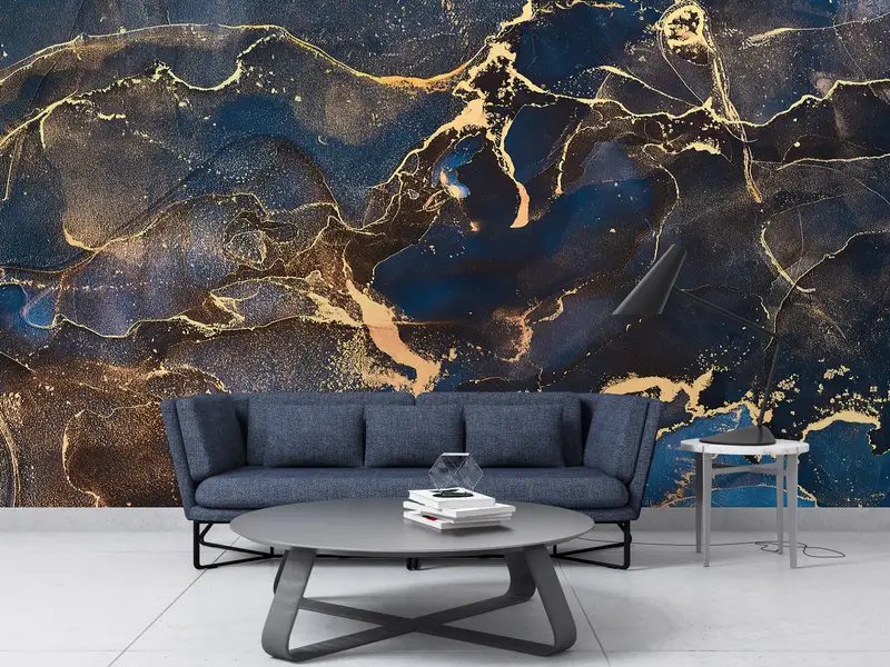 Elegante, mit Goldmarmor bedruckte Tapete: Luxuriöse Inneneinrichtung