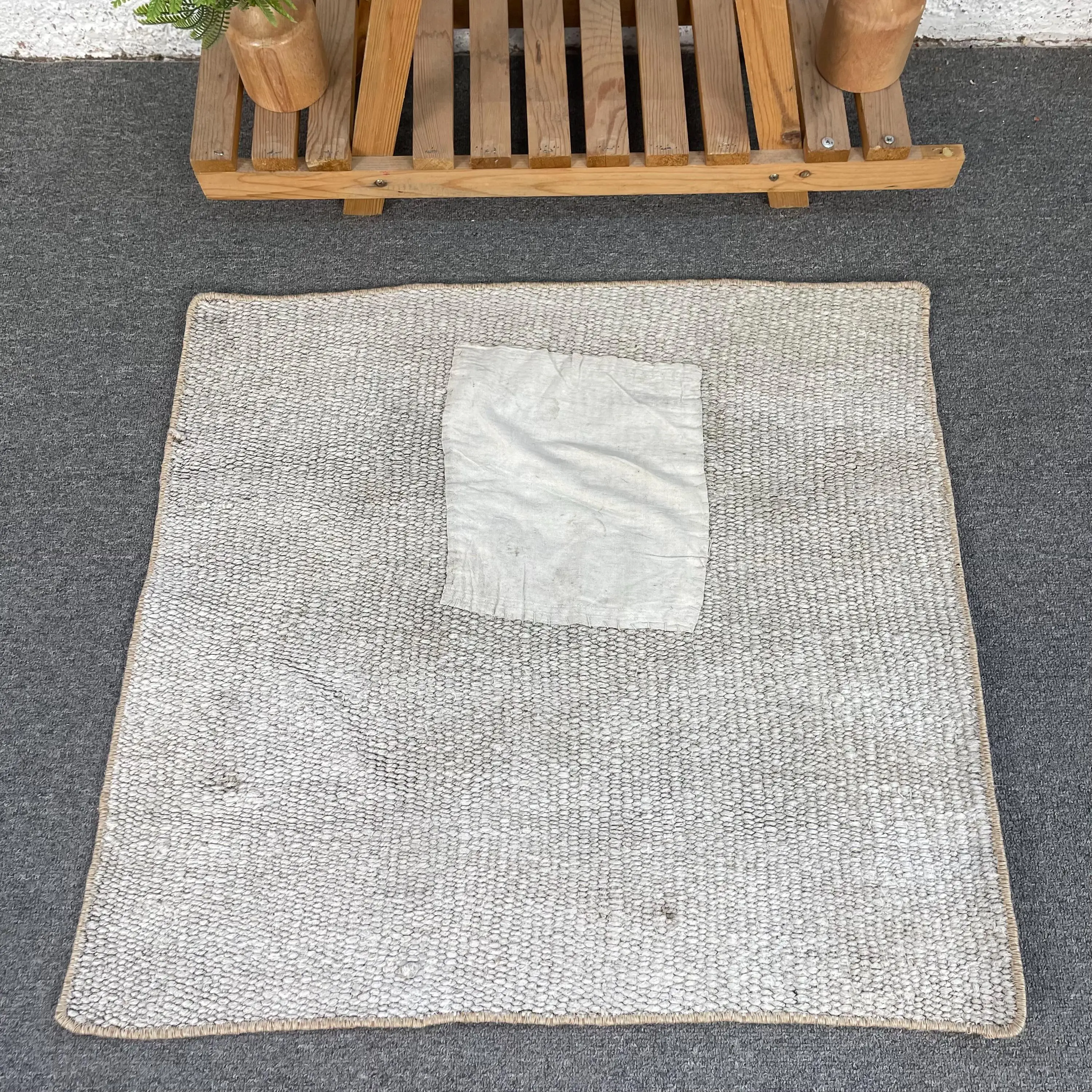 2.4x2.3 ft Turkish Rug, Small Vintage Rug, Gray Patchwork Rug - 1