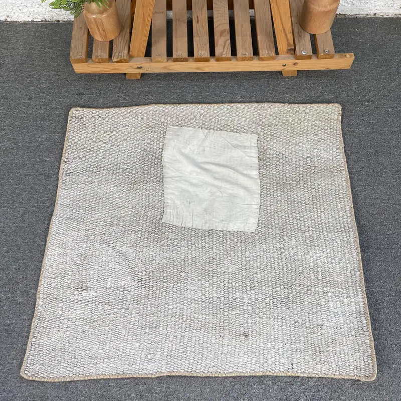 Alfombra de patchwork beige, 2,4x2,3 pies elegante decoración del hogar