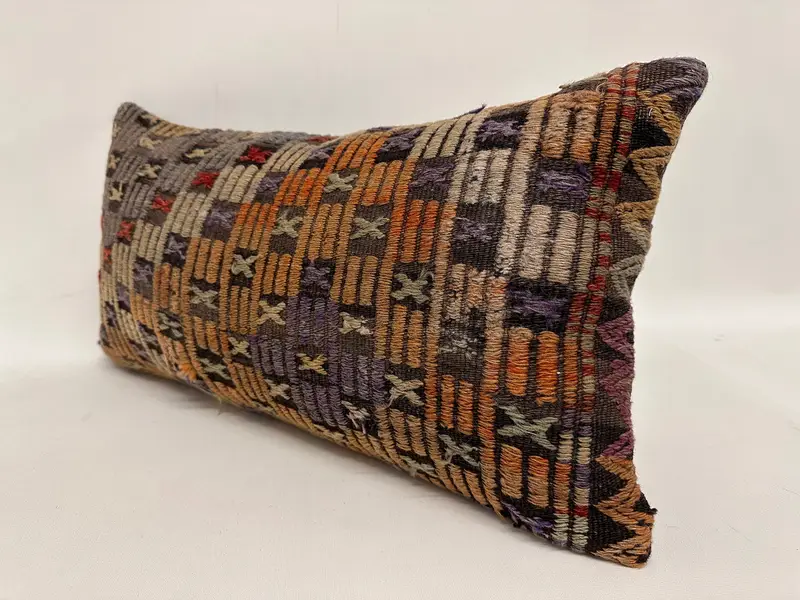 Vintage Kilim Throw Pillow, 12x24 Beige Cushion, Ikat Pillow, Interior Designer Pillow, Cushion Cover, Kilim Cushion Sham - 3