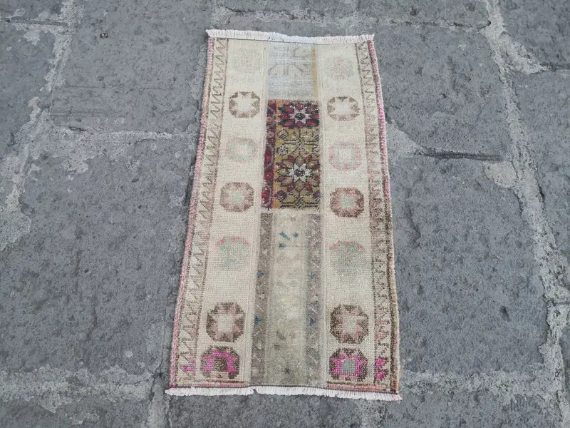 El Yapımı Kahverengi ve Gri Dikdörtgen Halı, Küçük Kilimler ve Paspaslar