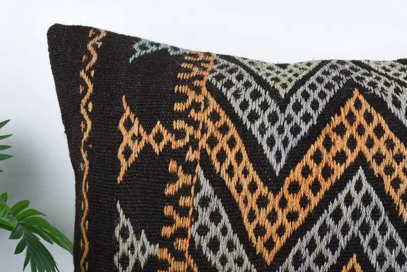Hippie Throw Cushion, Morroccon Kilim Cushion Cushion Case, Kilim Pillow, Pillow for Couch, 32x32 Yellow Pillow, Kilim Pillow Cover, Pillow Cover - 3