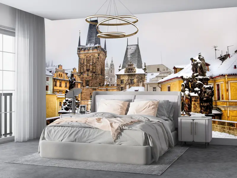 Prague Wall Poster, Landscape Digital Paper, Gift Wallpaper, Prague Bridge Wall Art, City Landscape Paper Art, Wallpaper By The Yard, - 8