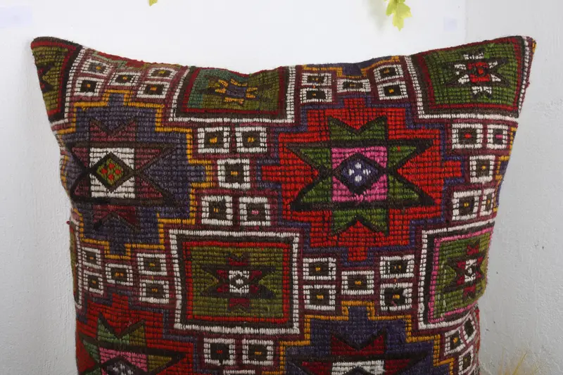 Luxury Cushion Case, Turkish Pillow, 28x28 Red Cushion Cover, Boho Pillow, Vintage Kilim Throw Pillow, Decorative Throw Pillow Case, Cushion Cover - 5