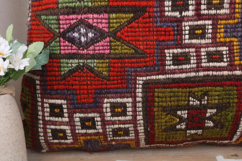 Luxury Cushion Case, Turkish Pillow, 28x28 Red Cushion Cover, Boho Pillow, Vintage Kilim Throw Pillow, Decorative Throw Pillow Case, Cushion Cover - 3