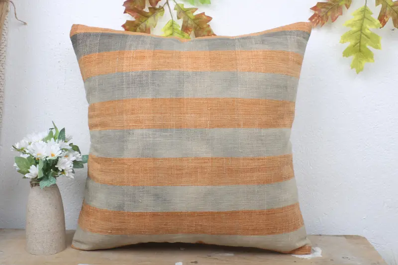 Boho -Kissen, 18x18 Orangenkissen Schein, handgefertigter Teppich -Sitzkissen, Vintage -Kissen, Kissenschein, ethnisches Kilimteppichkissen Kissen - 2