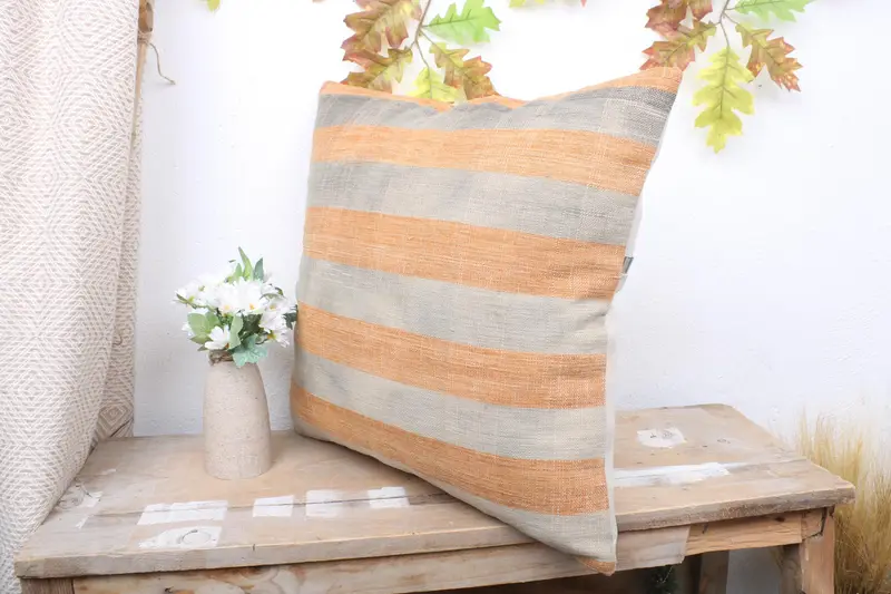 Boho -Kissen, 18x18 Orangenkissen Schein, handgefertigter Teppich -Sitzkissen, Vintage -Kissen, Kissenschein, ethnisches Kilimteppichkissen Kissen - 4