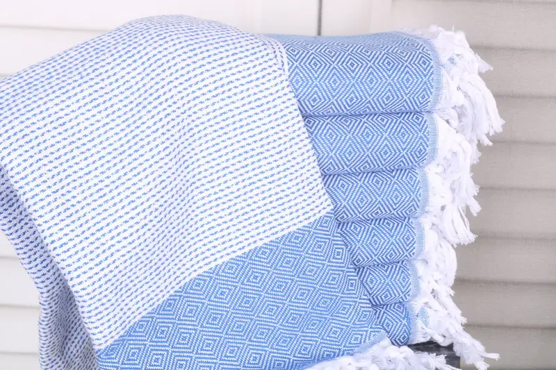 Custom Wedding Gift Sax Blue Turkish Cotton Towel, 40x71 Inches