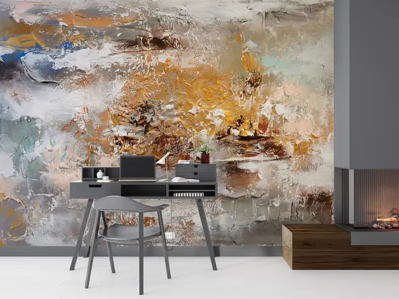 Brown And Gray Painting, Brown Wallpaper, Contemporary Wall Paper, Modern Wall Painting, Soft Tones Wall Mural, Oil Painting Print, - 3