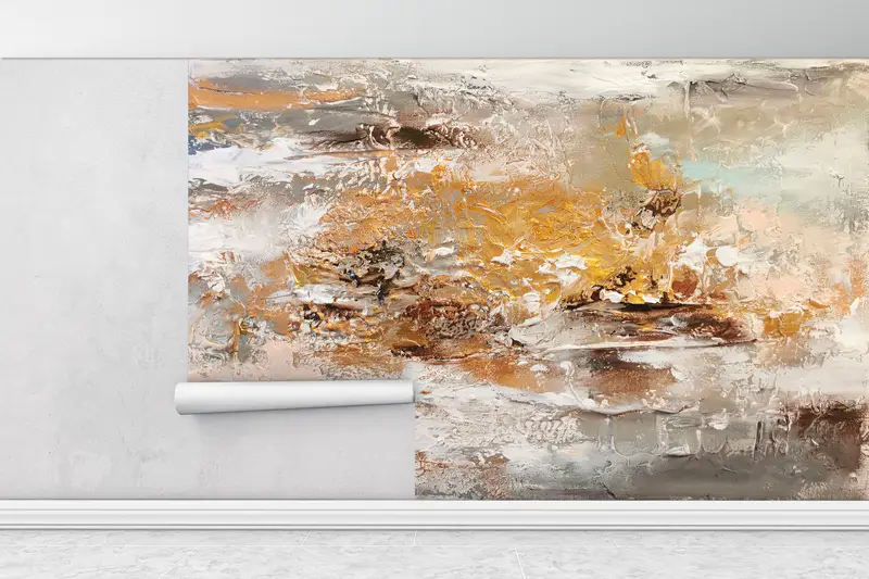 Brown And Gray Painting, Brown Wallpaper, Contemporary Wall Paper, Modern Wall Painting, Soft Tones Wall Mural, Oil Painting Print, - 1