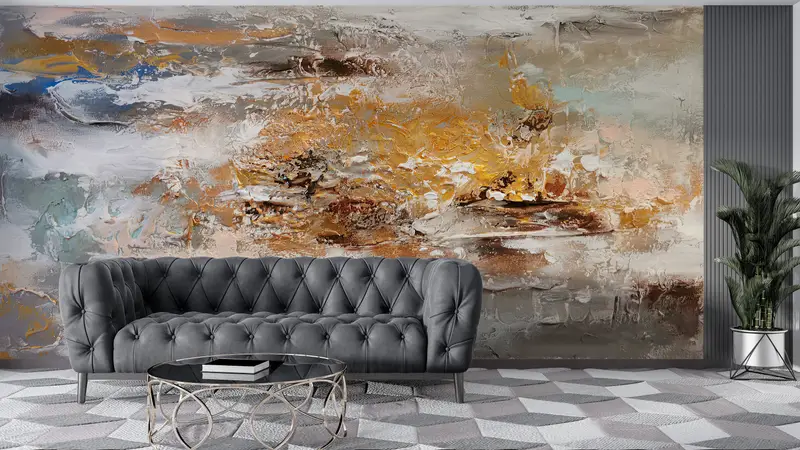 Brown And Gray Painting, Brown Wallpaper, Contemporary Wall Paper, Modern Wall Painting, Soft Tones Wall Mural, Oil Painting Print, - 8