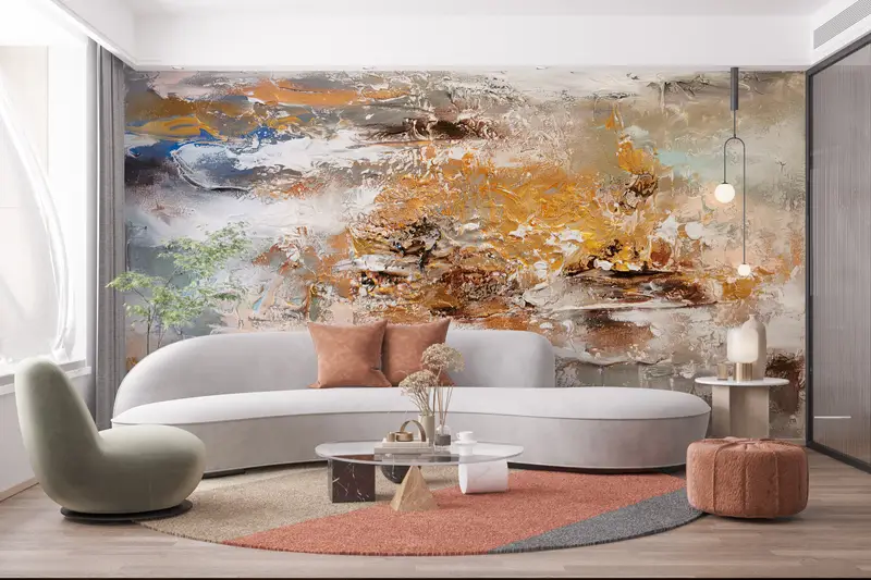 Brown And Gray Painting, Brown Wallpaper, Contemporary Wall Paper, Modern Wall Painting, Soft Tones Wall Mural, Oil Painting Print, - 9