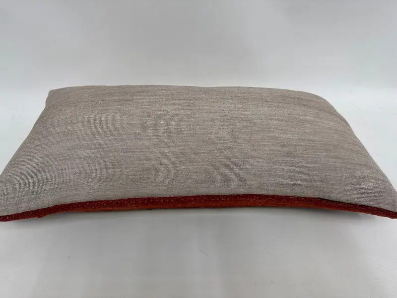 Red & Brown Striped Pillow, 12x24 Inches Handmade Decorative Pillow - 7