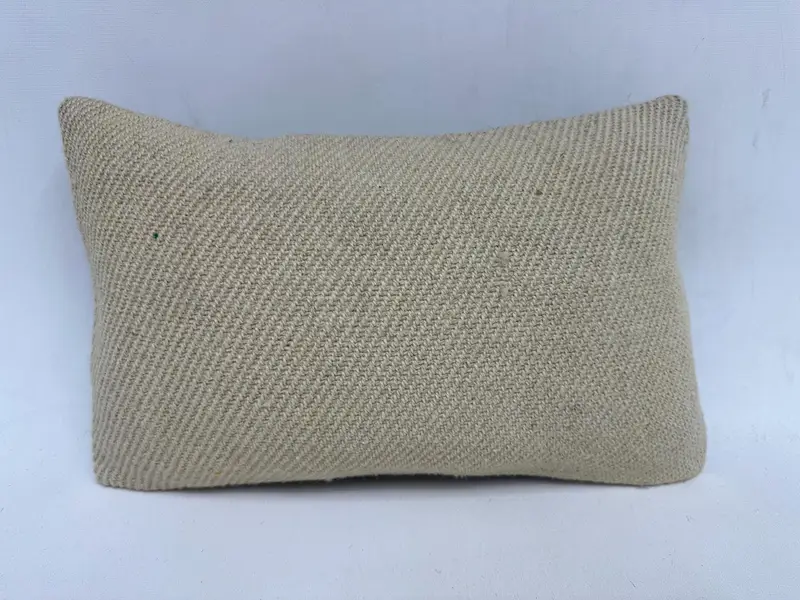 Vintage Kilim Throw Pillow, Handmade Kilim Cushion, Pillow Case, 12x20 Beige Cushion Case, One Of A Kind Pillow, Tapestry Pillow, Kilim Cushion Sham - 1