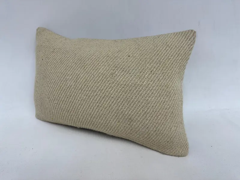 Vintage Kilim Throw Pillow, Handmade Kilim Cushion, Pillow Case, 12x20 Beige Cushion Case, One Of A Kind Pillow, Tapestry Pillow, Kilim Cushion Sham - 4