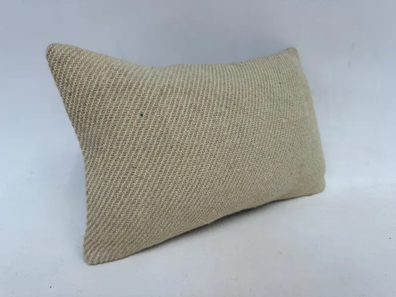 Vintage Kilim Throw Pillow, Handmade Kilim Cushion, Pillow Case, 12x20 Beige Cushion Case, One Of A Kind Pillow, Tapestry Pillow, Kilim Cushion Sham - 3