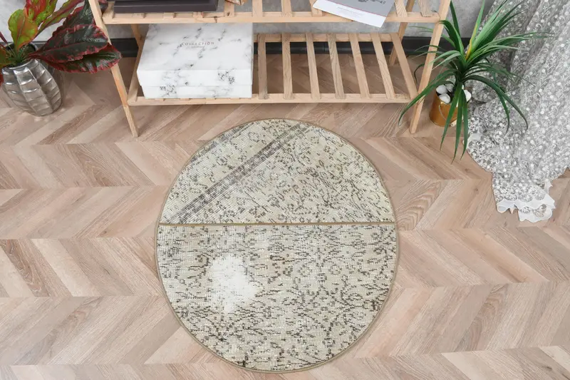 Alfombra con bordes beige y marrón, decoración elegante de 2,5 x 2,9 pies