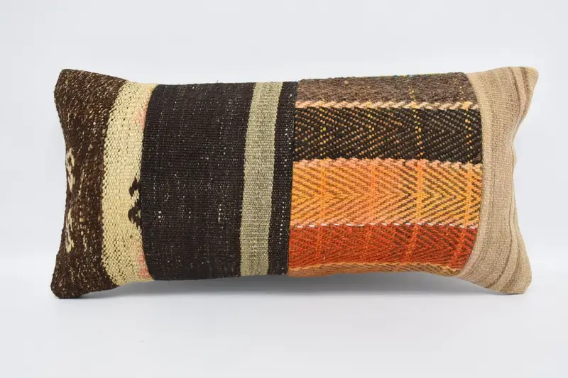 Throw Brown Handwoven Cushion Case, Striped Gift 12x24 inch Cushion Cover - 1