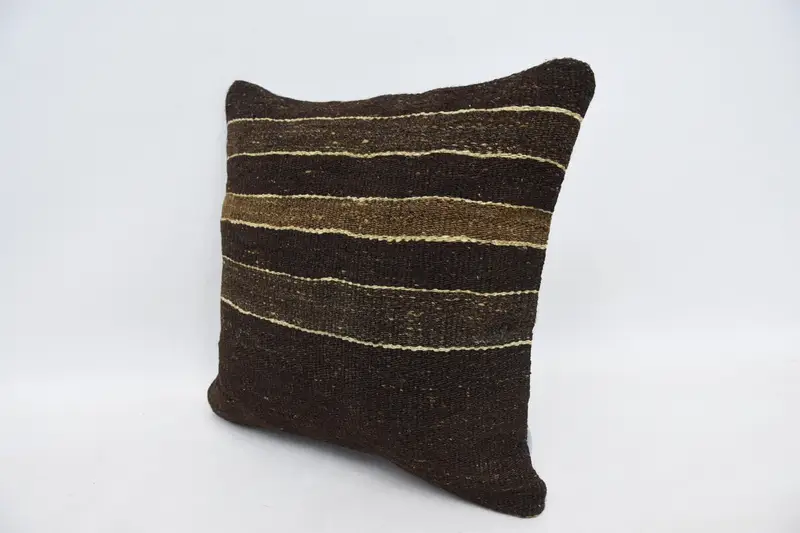 Muted Pillow Case, Retro Throw Cushion Cover, Cushion Case, 16x16 Brown Cushion Case, Interior Designer Pillow, Kilim Cushion Sham, Pillow for Sofa - 4