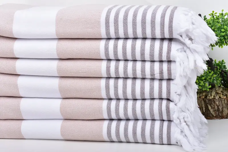 Large Turkish Towel, Organic Turkish towel, Quick-dry peshtemal, 68x36 Cotton Striped Terry Towel, Extra large Turkish bath towel, Bridesmaid Favors - 3