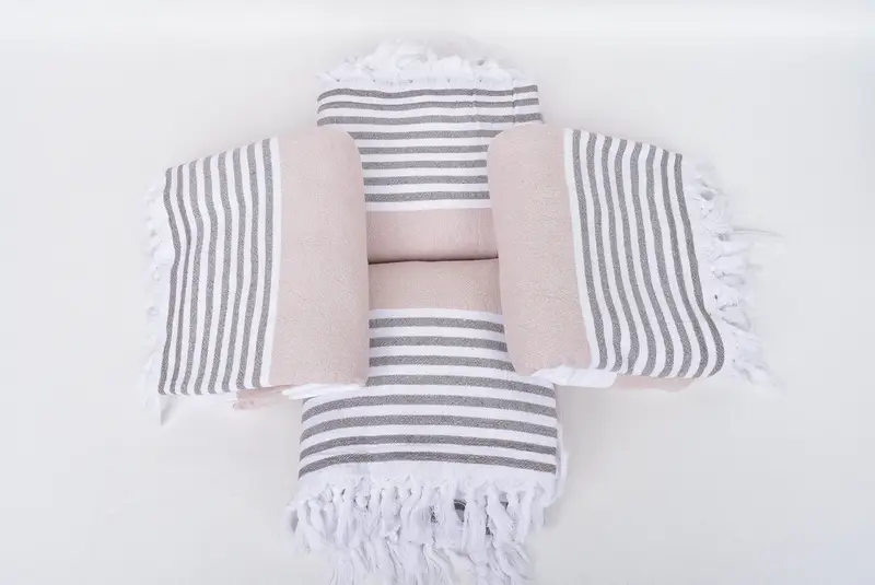Large Turkish Towel, Organic Turkish towel, Quick-dry peshtemal, 68x36 Cotton Striped Terry Towel, Extra large Turkish bath towel, Bridesmaid Favors - 6