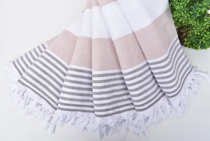 Large Turkish Towel, Organic Turkish towel, Quick-dry peshtemal, 68x36 Cotton Striped Terry Towel, Extra large Turkish bath towel, Bridesmaid Favors - 4