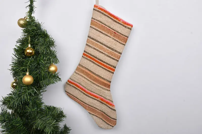 Festive Christmas Ornaments Pattern, 7 Inch Wide Christmas Stocking