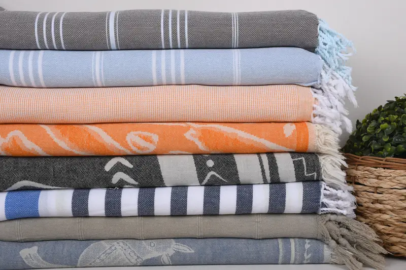 Personalized Wedding Gift, Turkish fouta towel for outdoor use, Customized Towels, Personalized Gifts, 70x40 Cotton Set of 8 Towel, Bath towel - 1
