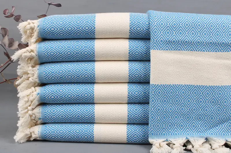 Wedding Gift Towel Dark Blue Diamond Embroidered, 20x36 Inches