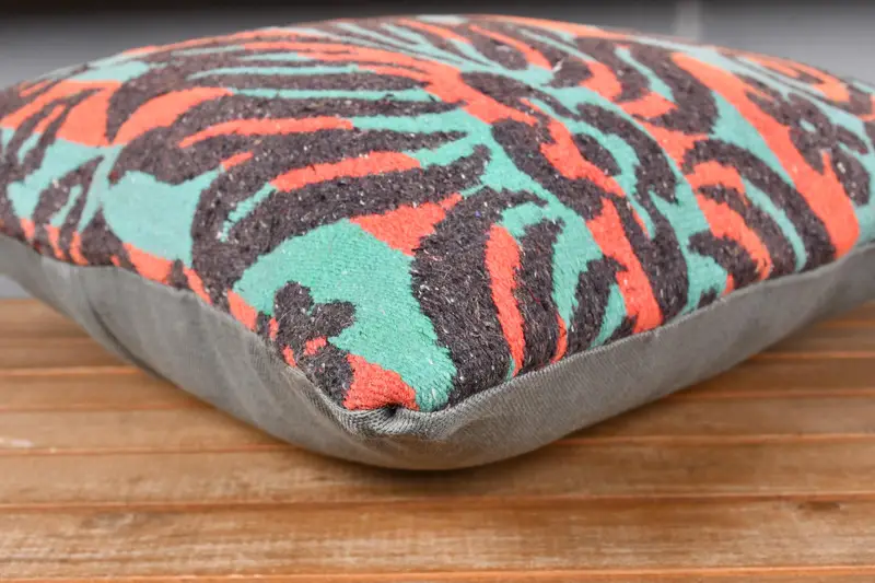 Lounge Throw Pillow Sham, Pillow Cover, 18x18 Orange Pillow Cover, Interior Designer Pillow, Ethnical Kilim Rug Pillow, Kilim Pillow - 3