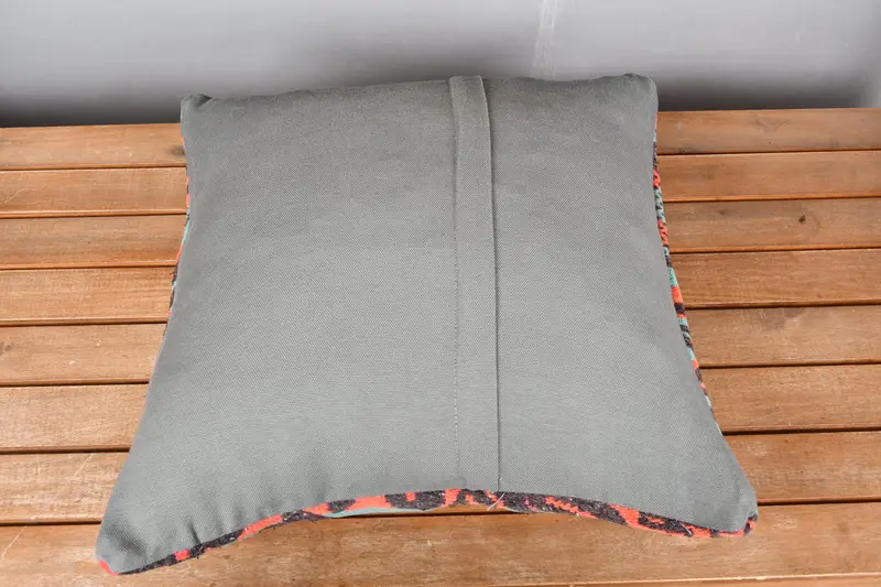 Lounge Throw Pillow Sham, Pillow Cover, 18x18 Orange Pillow Cover, Interior Designer Pillow, Ethnical Kilim Rug Pillow, Kilim Pillow - 5