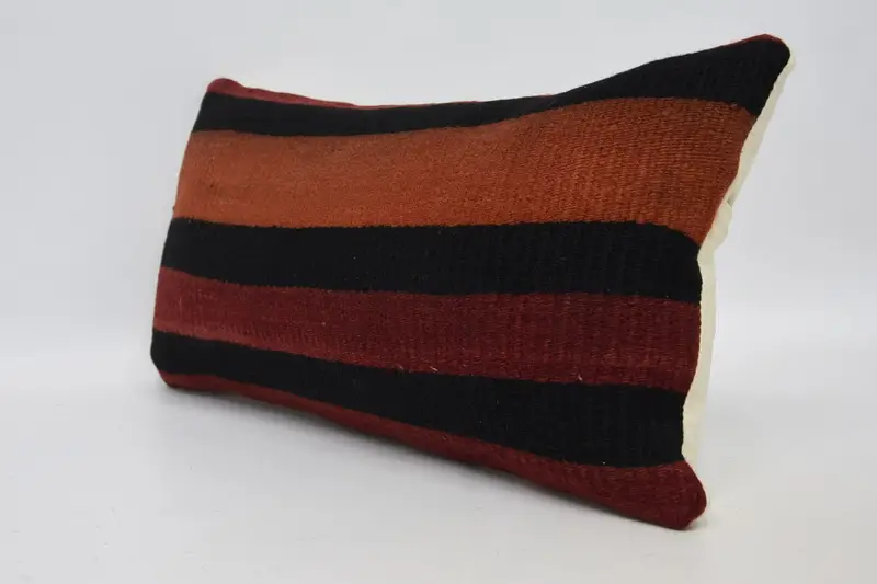 Pillow Sham, Ethnic Throw Cushion, Pillow for Sofa, Boho Pillow, Vintage Kilim Pillow, 12x24 Black Pillow Cover, Handmade Pillow - 4