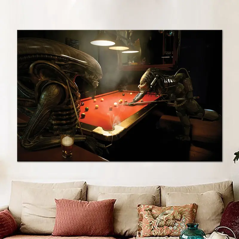 Alien Predator Canvas: Trendy Abstract Art for Man Cave