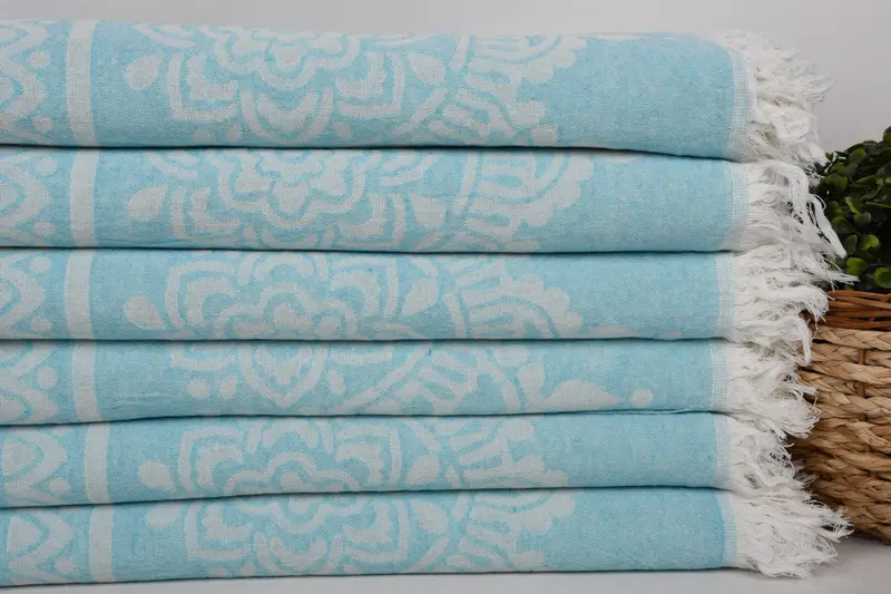 Bridal Party Gifts, Custom Beach Towel, 74x36 Cotton Floral Patterned Towel, Bachelorette Party Gifts Bridesmaids, Peshtemal Towel USA, Luxury towel - 3