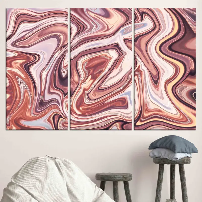 エレガントなピンクの現代的な抽象大理石プリント キャンバス