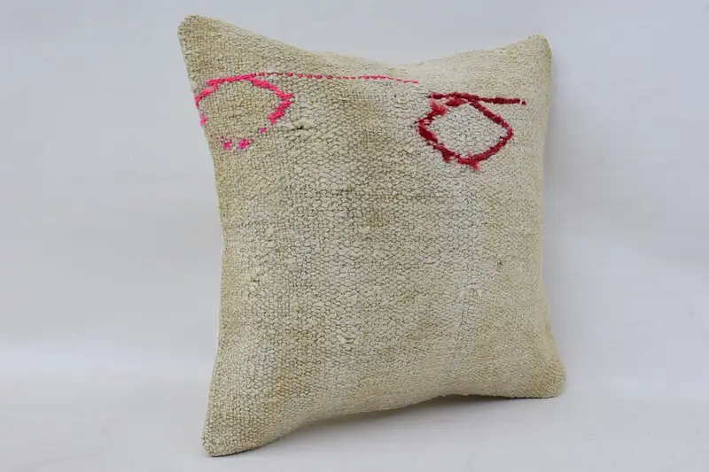 Cushion Case, Pillow for Sofa, 14x14 White Cushion Case, Rustic Pillow, Boho Chic Cushion, Bright Pillow Sham, Kilim Cushion Sham, Boho Pillow - 2