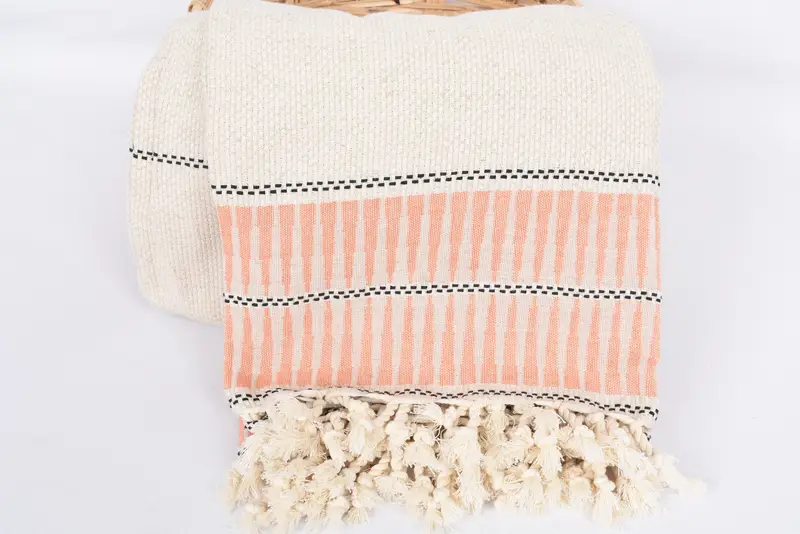 Bridal Shower Gift, Turkish Towel Blanket, Throw Blanket, 104x96 Cotton Striped Towel, Organic Throw, Bachelorette Party Favor, Personalized Blanket - 5