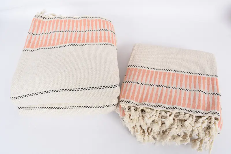 Bridal Shower Gift, Turkish Towel Blanket, Throw Blanket, 104x96 Cotton Striped Towel, Organic Throw, Bachelorette Party Favor, Personalized Blanket - 7