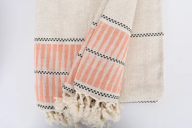 Bridal Shower Gift, Turkish Towel Blanket, Throw Blanket, 104x96 Cotton Striped Towel, Organic Throw, Bachelorette Party Favor, Personalized Blanket - 8