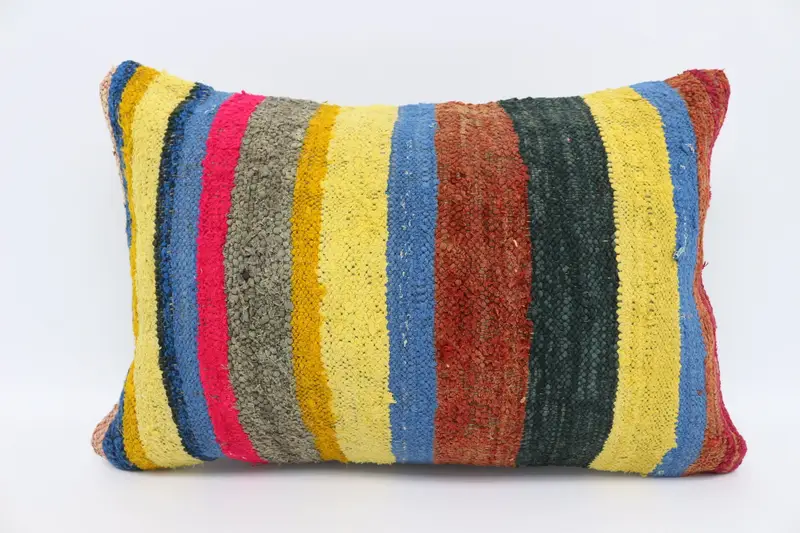 Pillow Cover, Outdoor Bolster Pillow, Kilim Cushion Sham, Boho Pillow Sham Cover, 16x24 Yellow Pillow, Armchair Pillow Case, Gift Pillow - 1