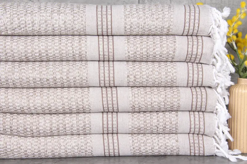 Personalized Turkish Beach Towel Brown Striped, 36x71 Inches