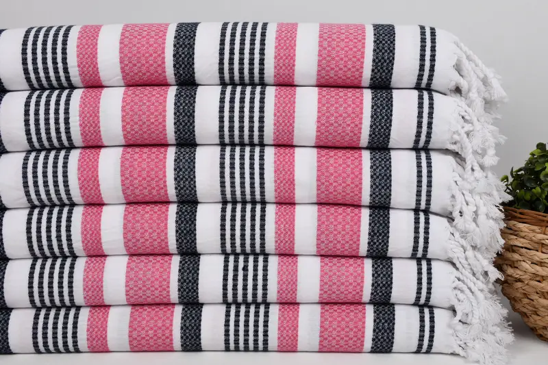 Embroidery Towels, Custom Towel Beach, Summer Gift, Best Wedding Gift, Lightweight towel, Quick-dry peshtemal, 70x40 Cotton Striped Towel - 2