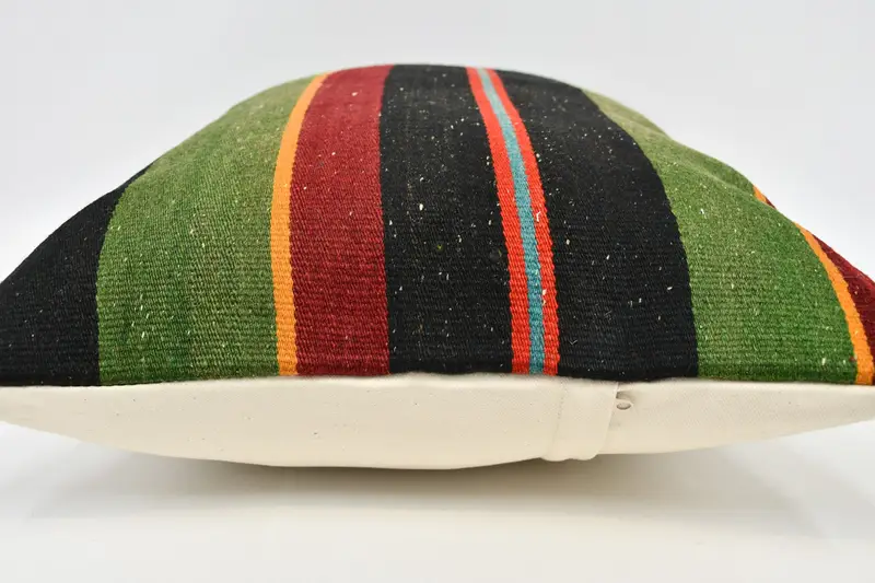 Kilim Pillow Cover, 20x28 Green Pillow Cover, Gift Pillow, Pillow Case, Ethnical Kilim Rug Pillow, Outdoor Bolster Cushion - 5