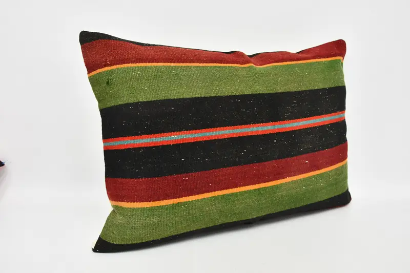 Kilim Pillow Cover, 20x28 Green Pillow Cover, Gift Pillow, Pillow Case, Ethnical Kilim Rug Pillow, Outdoor Bolster Cushion - 3