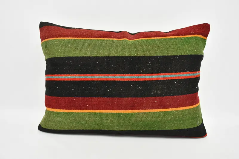 Kilim Pillow Cover, 20x28 Green Pillow Cover, Gift Pillow, Pillow Case, Ethnical Kilim Rug Pillow, Outdoor Bolster Cushion - 1