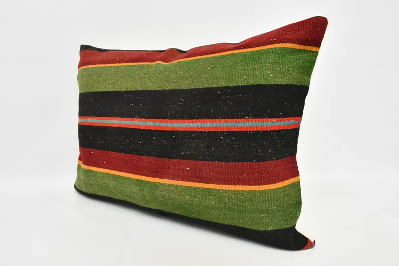 Kilim Pillow Cover, 20x28 Green Pillow Cover, Gift Pillow, Pillow Case, Ethnical Kilim Rug Pillow, Outdoor Bolster Cushion - 4