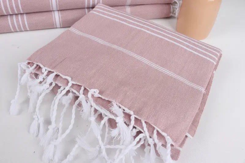 Organic towel, Spa Towel, Cotton towel, Yoga Towel, Fringed Turkish towel for poolside, 70x40 Cotton Striped Towel, Absorbent towel, Bathroom Towel - 5