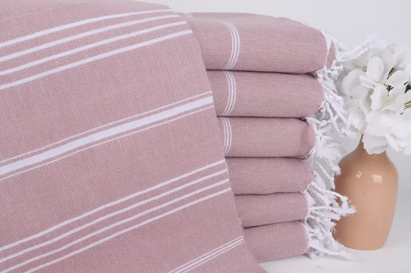 Organic towel, Spa Towel, Cotton towel, Yoga Towel, Fringed Turkish towel for poolside, 70x40 Cotton Striped Towel, Absorbent towel, Bathroom Towel - 1
