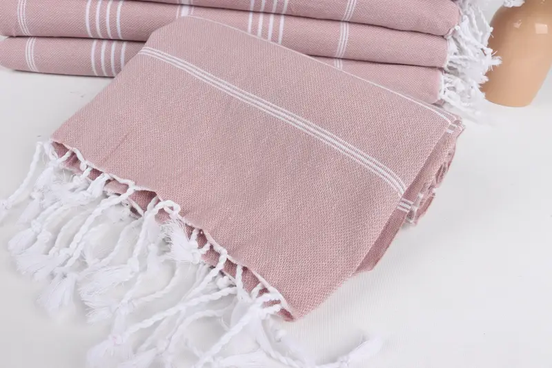 Organic towel, Spa Towel, Cotton towel, Yoga Towel, Fringed Turkish towel for poolside, 70x40 Cotton Striped Towel, Absorbent towel, Bathroom Towel - 4