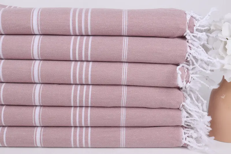 Organic towel, Spa Towel, Cotton towel, Yoga Towel, Fringed Turkish towel for poolside, 70x40 Cotton Striped Towel, Absorbent towel, Bathroom Towel - 3